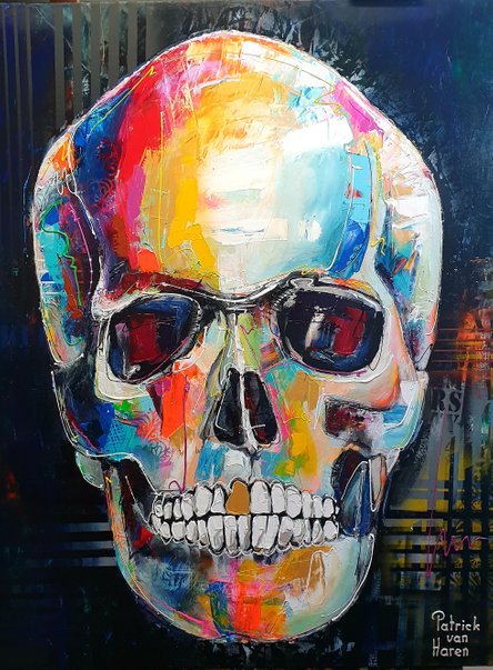 schilderij Skull in opdracht laten maken door Patrick van Haren