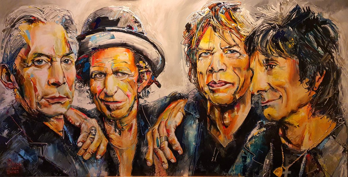 Schilderij The Rolling Stones in opdracht laten maken door kunstenaar Patrick van Haren